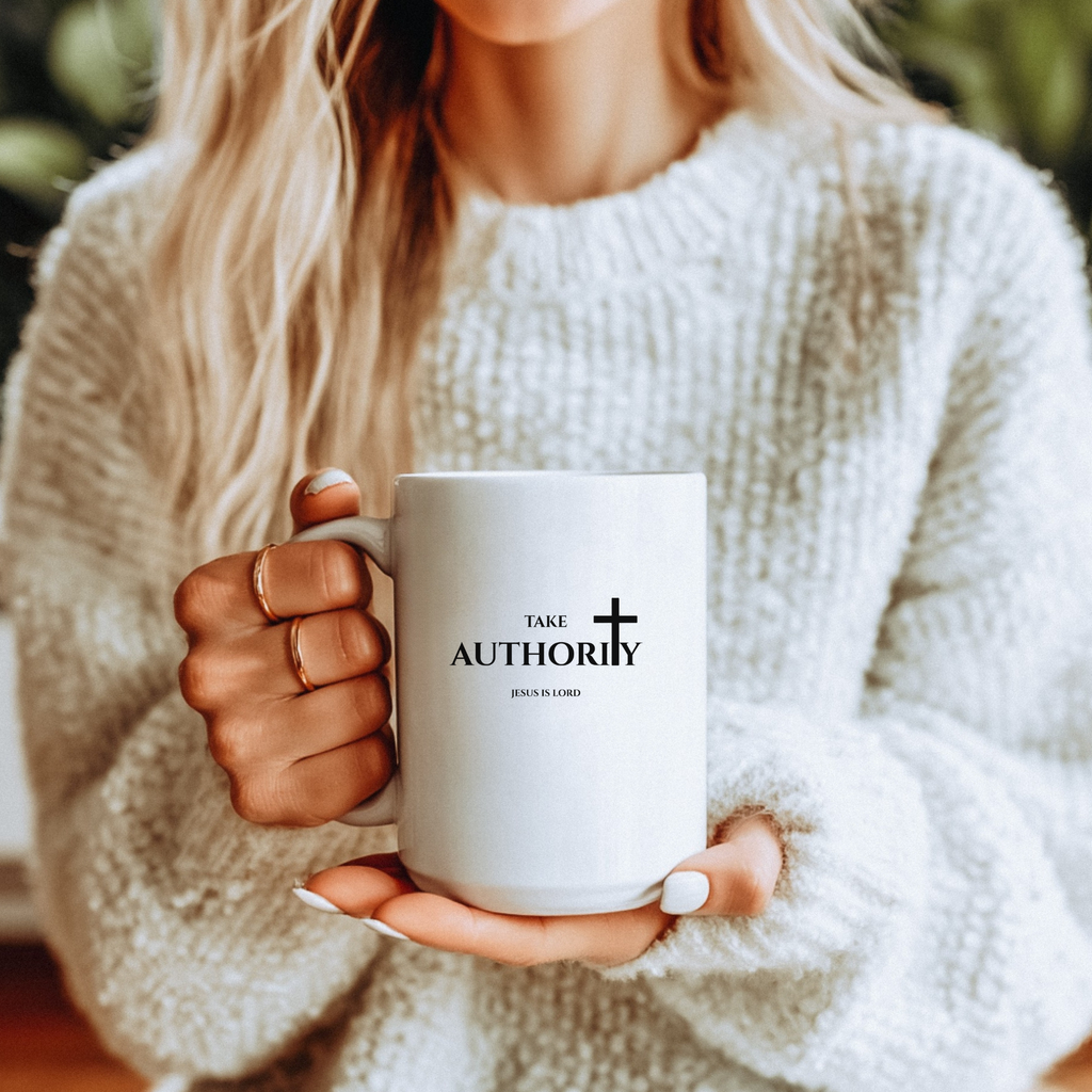 Take Authority Cross Mug | White 15oz Christian Mug
